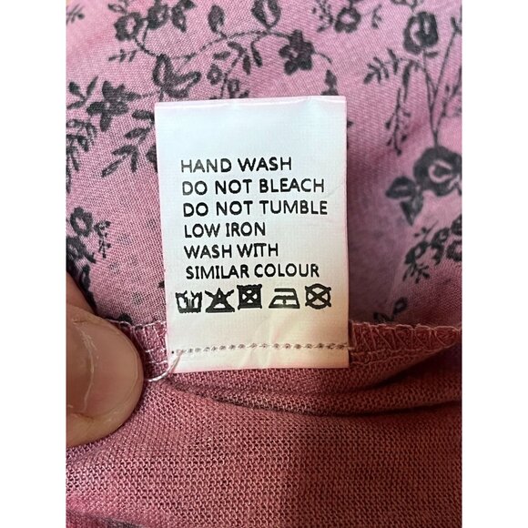 Y2K Fairycore Pink Floral & Polka Dot Chiffon Tunic Top With Asymmetrical Hem - Picture 6 of 8